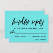 Écriture décontractée Carte RSVP Aqua Wedding (Devant / Derrière)