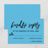 Écriture décontractée Carte RSVP de mariage bleu (Devant / Derrière)