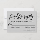 Écriture décontractée Carte RSVP de mariage gris c (Devant)