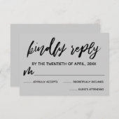 Écriture décontractée Carte RSVP de mariage gris c (Devant / Derrière)