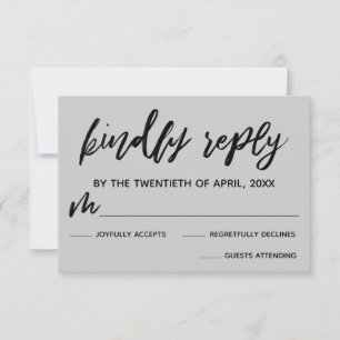 Écriture décontractée Carte RSVP de mariage gris c
