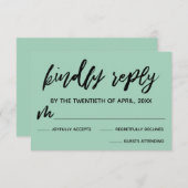 Écriture décontractée Carte RSVP de mariage vert c (Devant / Derrière)