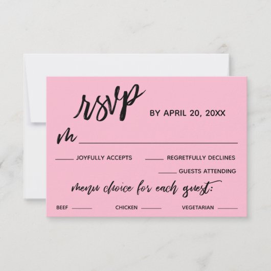 Écriture décontractée Choix de menu Moyen Rose RSV (Devant)