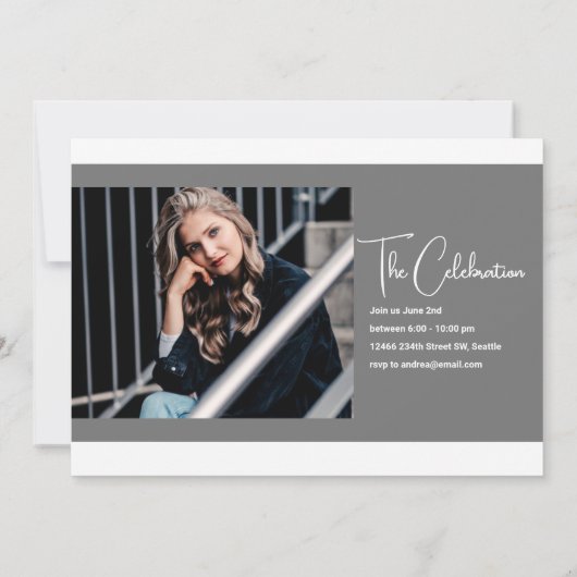 Écriture décontractée Nom de l'étudiant Invitation (Dos)