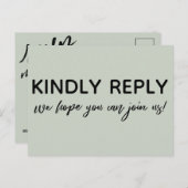 Écriture décontractée Sage Vert Menu Choix RSVP (Devant / Derrière)