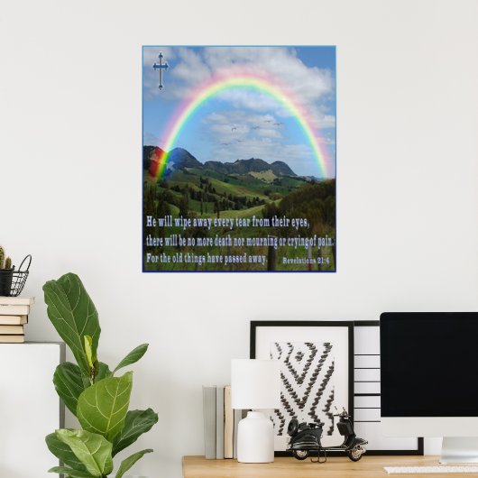 Écriture des révélations 21:4 poster (Bureau à domicile)