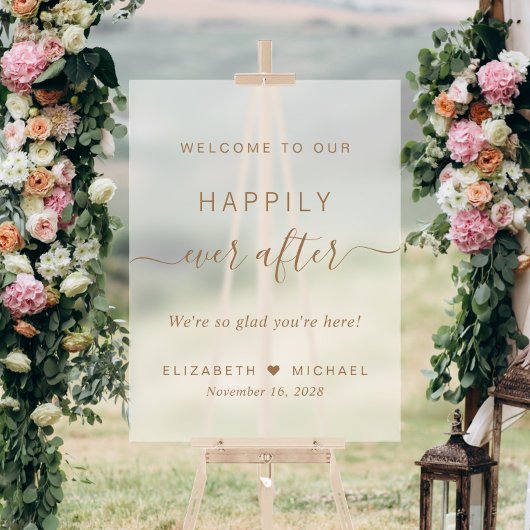 Écriture dorée chic givré Mariage Bienvenue