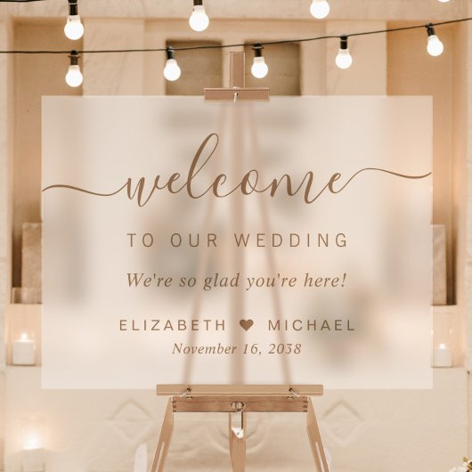 Écriture dorée chic Mariage Bienvenue givré
