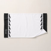 Écriture élégante et chevaux stylisés sur fond bla (Serviette à main)