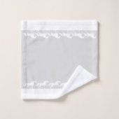 Écriture élégante et chevaux stylisés sur gris arg (Gant de toilette)