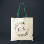 écriture élégante verdure feuillage de mariée sac<br><div class="desc">calligraphie simple script aquarelle vert sac fourre-tout mariage mariée</div>