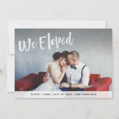 Écriture en blanc gras| On Eloped Photo Faire-part (Devant)