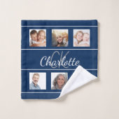 Écriture en monogramme bleu marine (Gant de toilette)