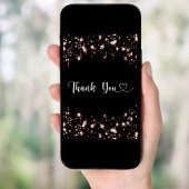 Écriture en or noir rose étoiles carte de remercie