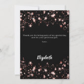 Écriture en or noir rose étoiles carte de remercie (Dos)