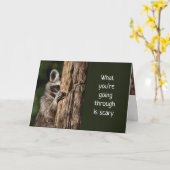 Écriture encourageante avec carte de raton laveur  (Fleur jaune)