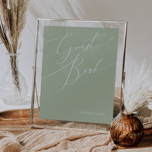 Écriture Fantaisiste | Panneau de livre d'or Vert 