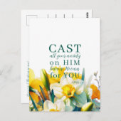 Écriture florale 1 Pierre 5:7 Carte postale (Devant / Derrière)