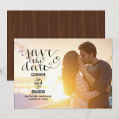 Écriture funky Save The Date - Bois (Devant / Derrière)