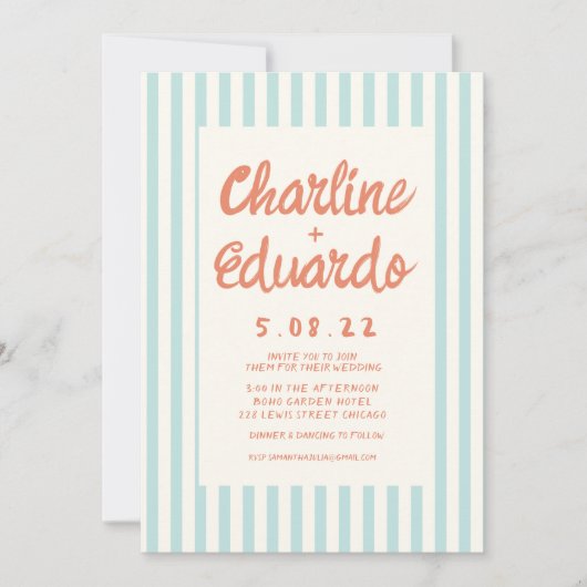 Écriture manuelle Pastel Retro Faire-part de maria (Devant)