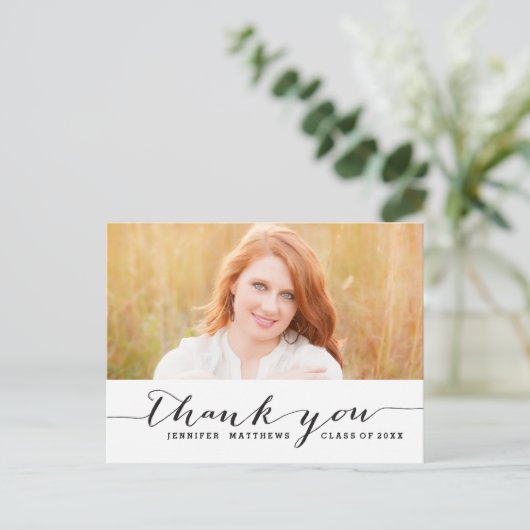 écriture manuscrite | Carte postale Merci de diplô (Debout devant)