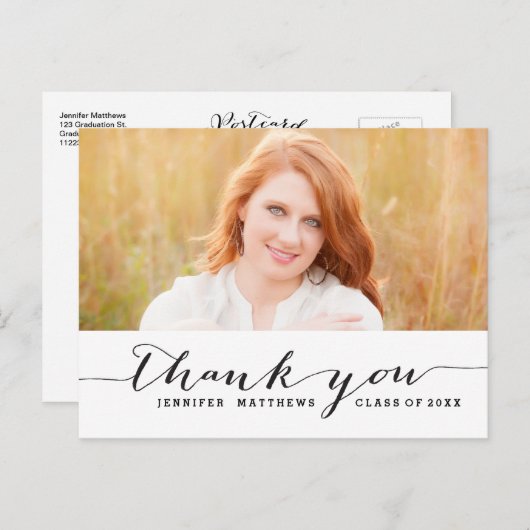 écriture manuscrite | Carte postale Merci de diplô (Devant / Derrière)