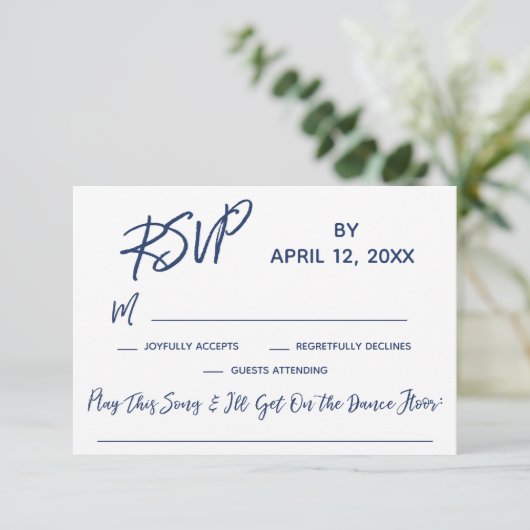 Écriture manuscrite décontractée RSVP de mariage a (Debout devant)