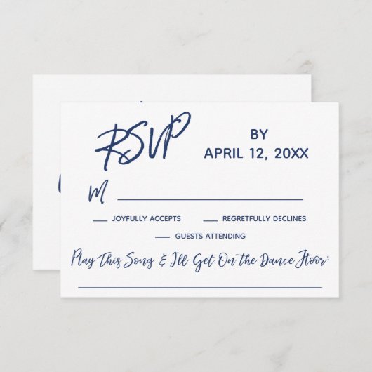 Écriture manuscrite décontractée RSVP de mariage a (Devant / Derrière)