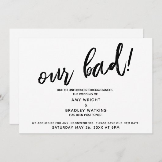 Écriture manuscrite Faire-part de Humour de Mariag (Devant / Derrière)