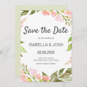 Écriture Manuscrite Floral Rose Bohème Faire-Part (Devant / Derrière)