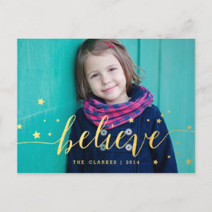 Écriture manuscrite Gold Believe Carte postale H