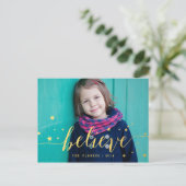 Écriture manuscrite Gold Believe | Carte postale H (Debout devant)