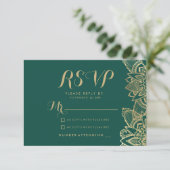 Écriture manuscrite mandala vert foncé or RSVP (Debout devant)