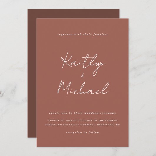 Écriture manuscrite moderne Faire-part de mariage  (Devant / Derrière)