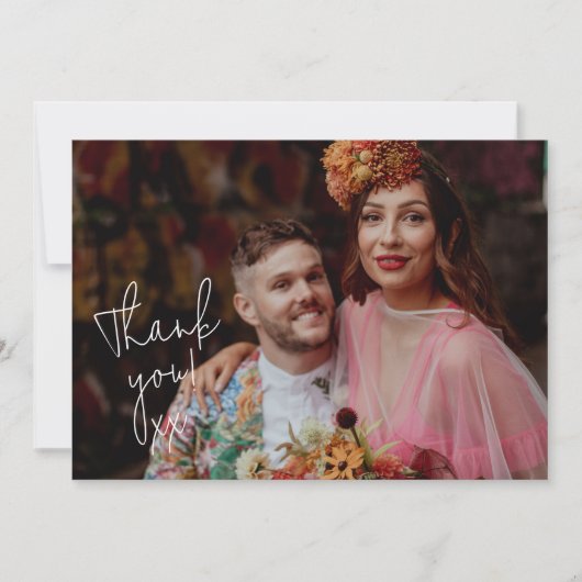 Écriture manuscrite noire Mariage photo Merci (Devant)