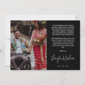 Écriture manuscrite noire Mariage photo Merci (Dos)