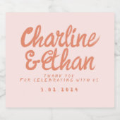 Écriture manuscrite rose Pastel Étiquette Mariage  (Étiquettes simples)