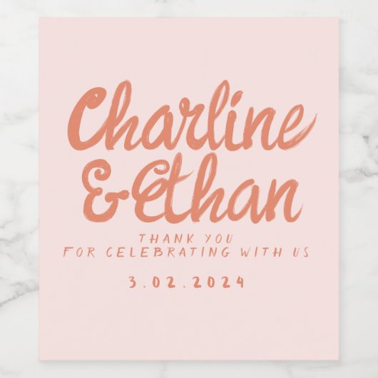 Écriture manuscrite rose Pastel Étiquette Mariage (Étiquettes simples)