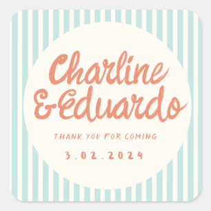 Écriture manuscrite Sticker rectangulaire RetroWed