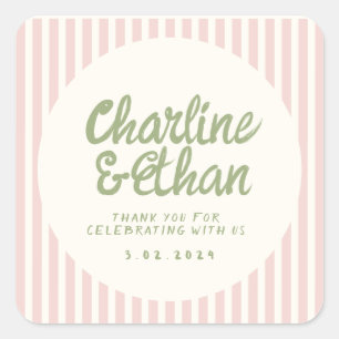 Écriture manuscrite Sticker rectangulaire RetroWed