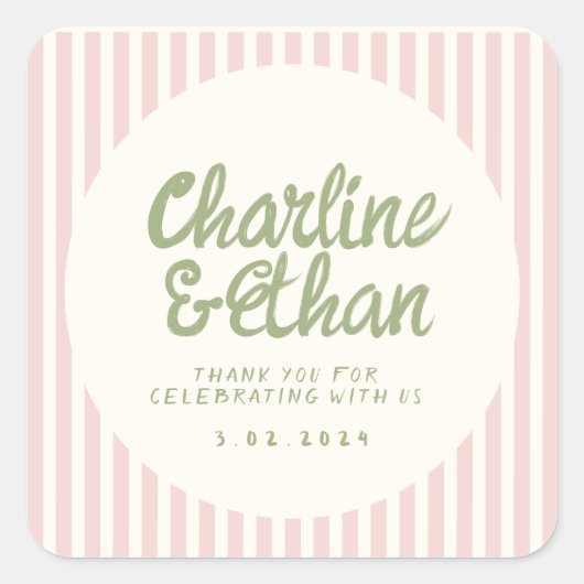 Écriture manuscrite Sticker rectangulaire RetroWed (Devant)