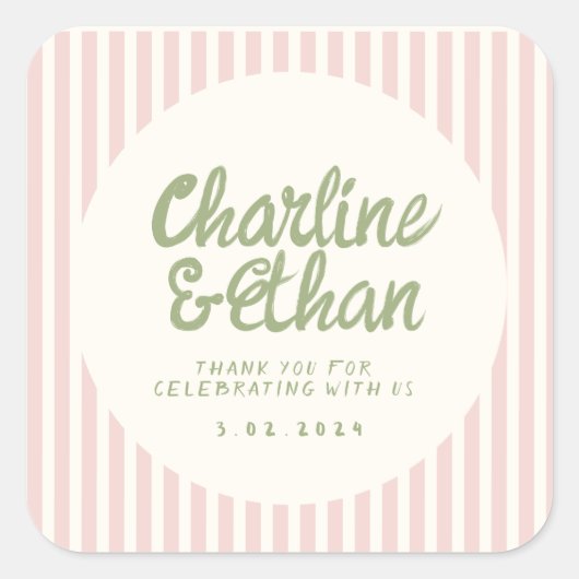 Écriture manuscrite Sticker rectangulaire RetroWed (Devant)