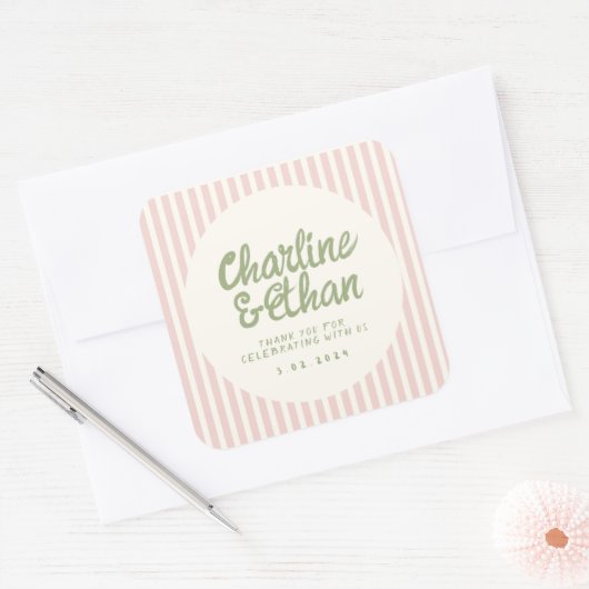 Écriture manuscrite Sticker rectangulaire RetroWed (Enveloppe)