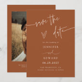 Écriture Manuscrite Terracotta Save The Date (Devant / Derrière)