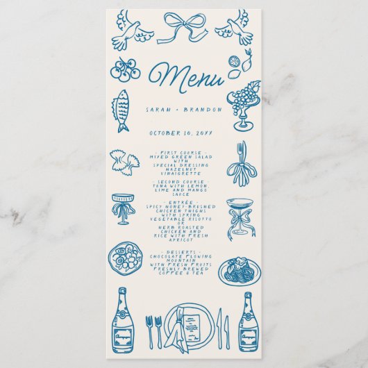 Écriture manuscrite Typographie Retro Mariage Menu (Devant)