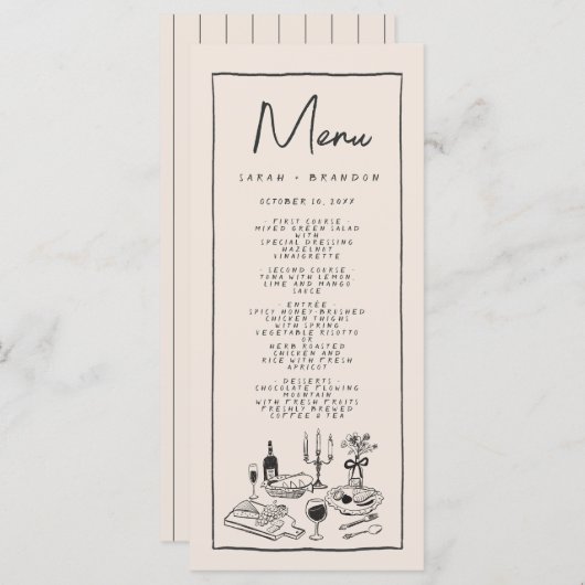 Écriture manuscrite Typographie Retro Mariage Menu (Devant / Derrière)