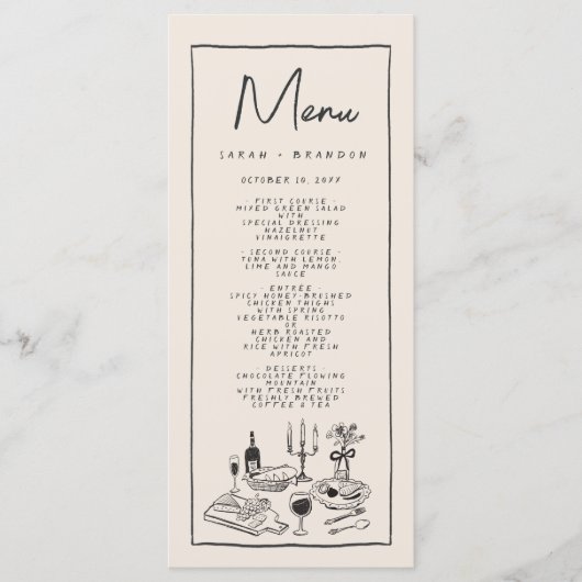 Écriture manuscrite Typographie Retro Mariage Menu (Devant)