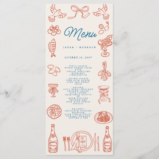 Écriture manuscrite Typographie Retro Mariage Menu (Devant)