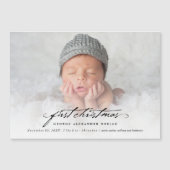 Écriture manuscrite vintage Bébé 1ère carte photo (Devant)