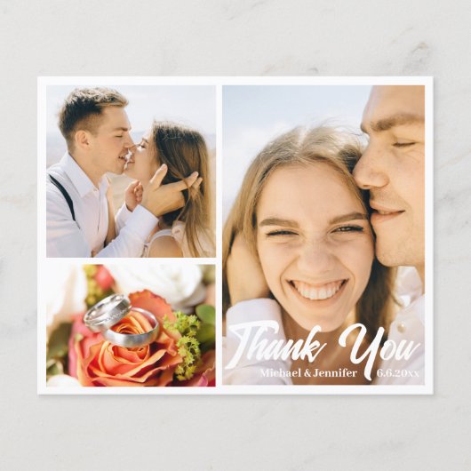 écriture mariage design 3 photos carte de collage (Devant)